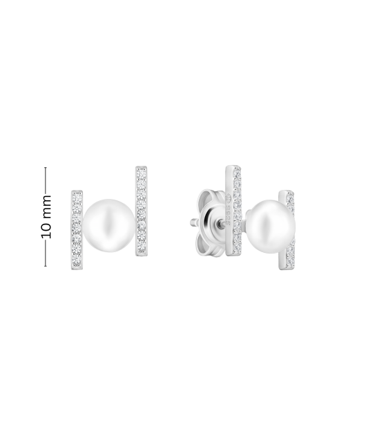 Hõbekõrvarõngad pärlite ja tsirkoonidega