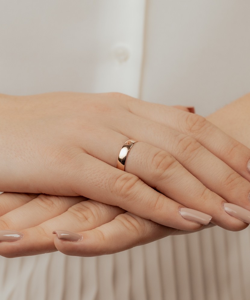 Kullast abielusõrmus 4mm mugavusega Goldinga A107-4K