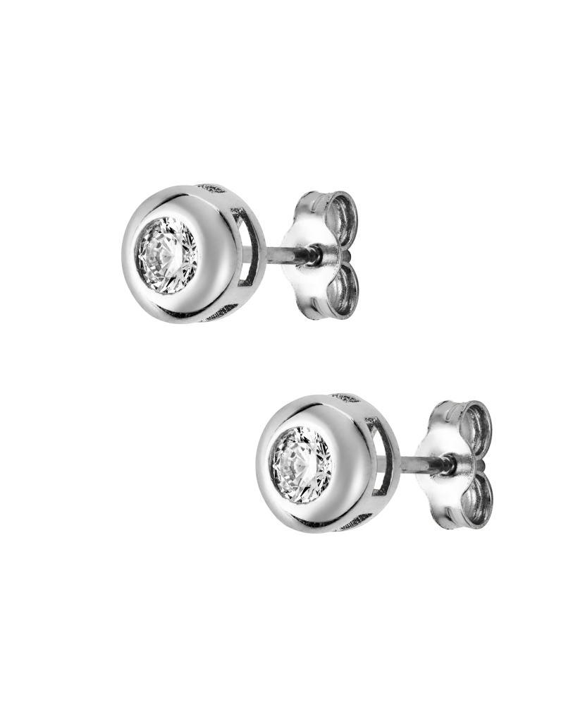 Valgest kullast kõrvarõngad tsirkoonidega