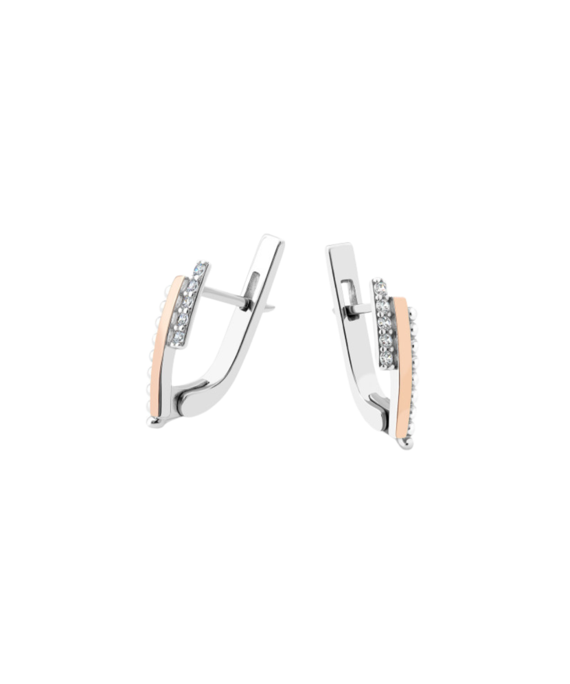 Hõbekõrvarõngad kullatud tsirkoonidega