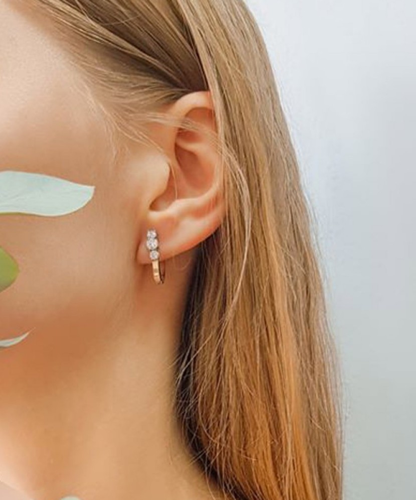 Hõbekõrvarõngad kullatud tsirkoonidega