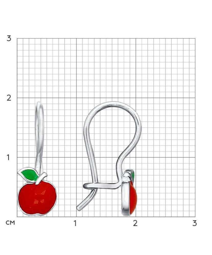 Sidabriniai auskarai su emale "Obuoliukas" Goldinga S94021631