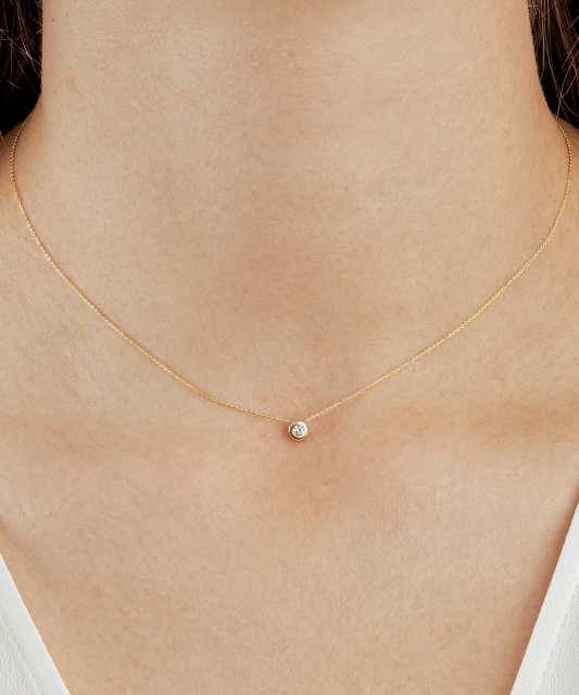 Цепочка из желтого золота с подвеской из циркона