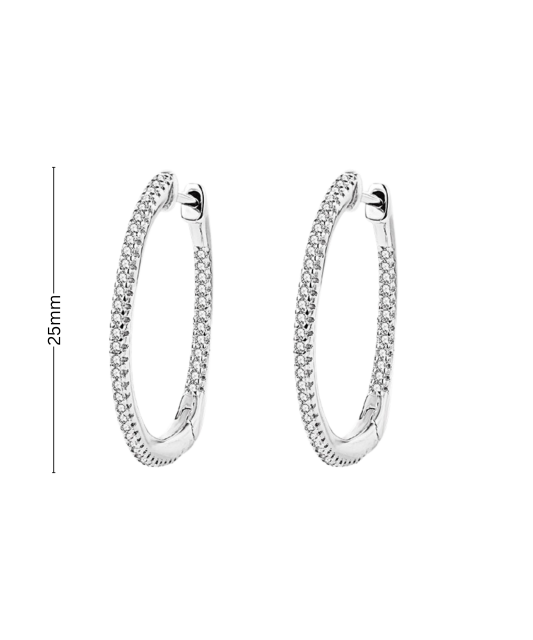 Серьги из серебра с цирконами 25mm