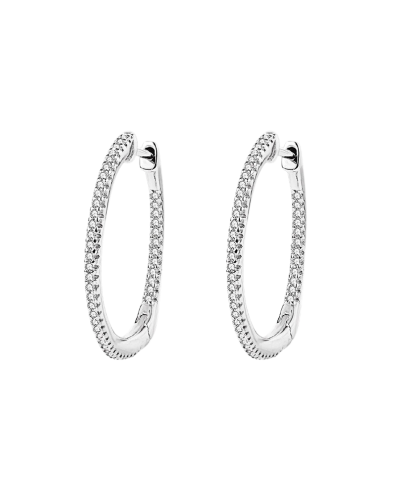 Серьги из серебра с цирконами 25mm