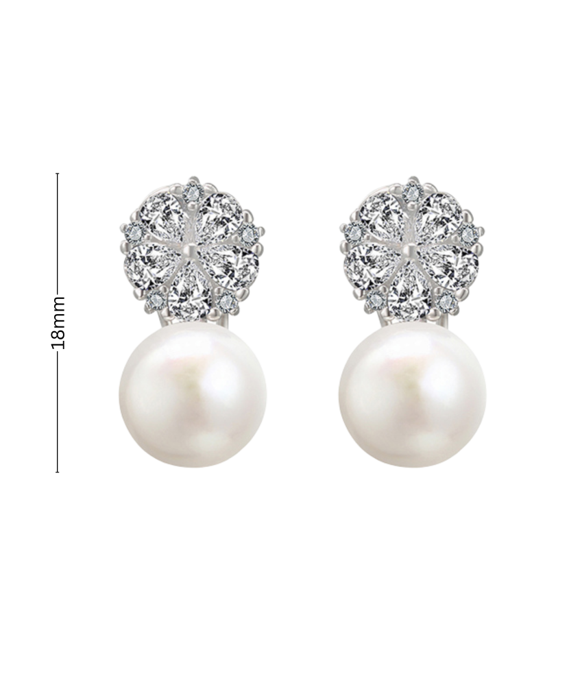 Серьги из серебра с жемчугом и цирконами