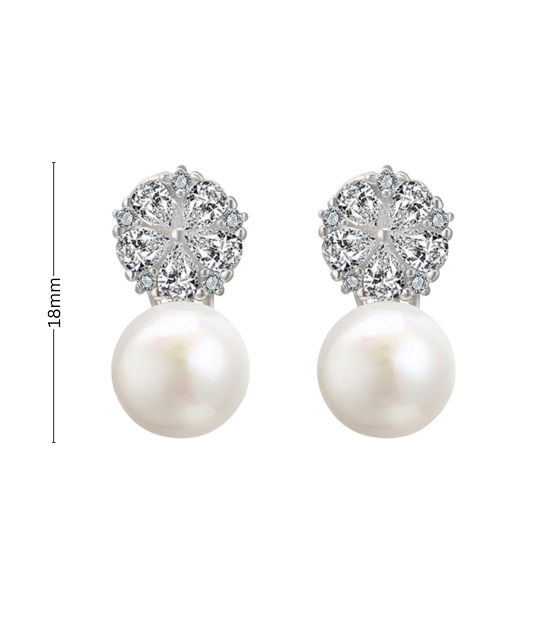 Hõbekõrvarõngad pärlite ja tsirkoonidega