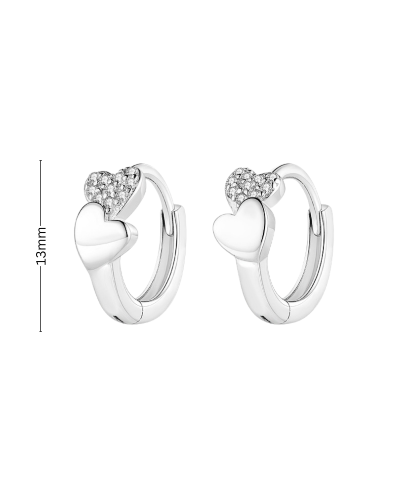 Серьги из серебра с цирконом "Сердце"