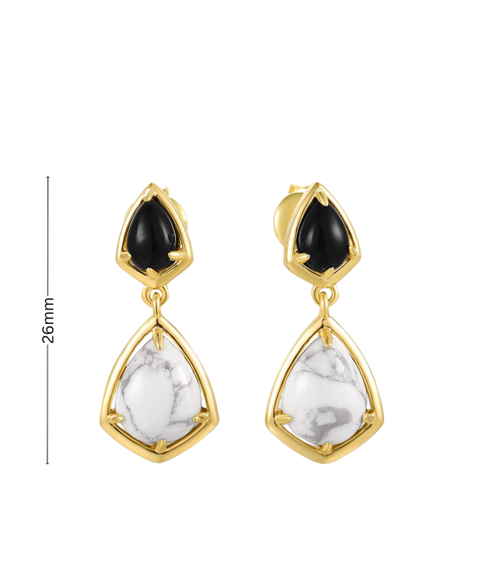 Серебряные позолоченные серьги с цирконом и агат