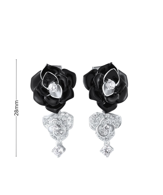 Серьги из серебра с эмалью и цирконами