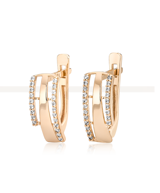 Золотые серьги с цирконами