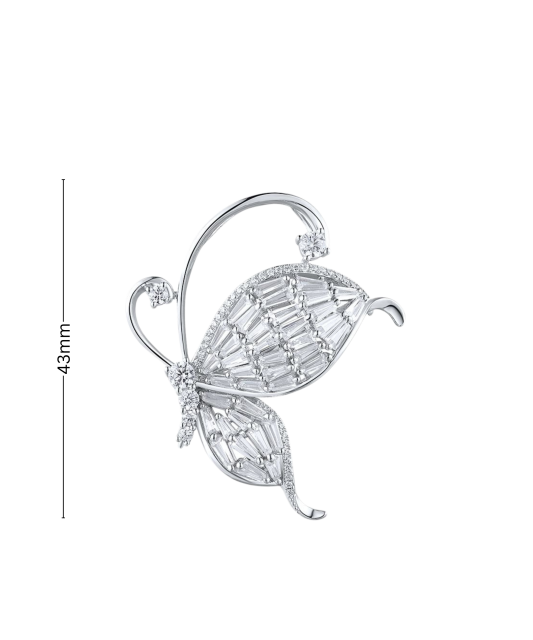 Серебряная брошь с цирконами "Бабочка"