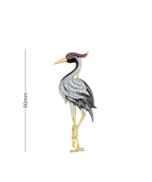 Брошь из золочёного серебра с цирконами