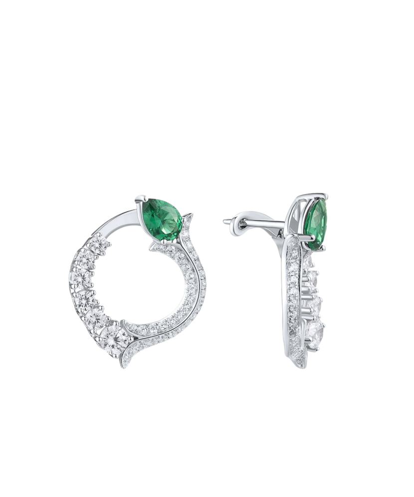 Серьги из серебра с цирконом и шпинели