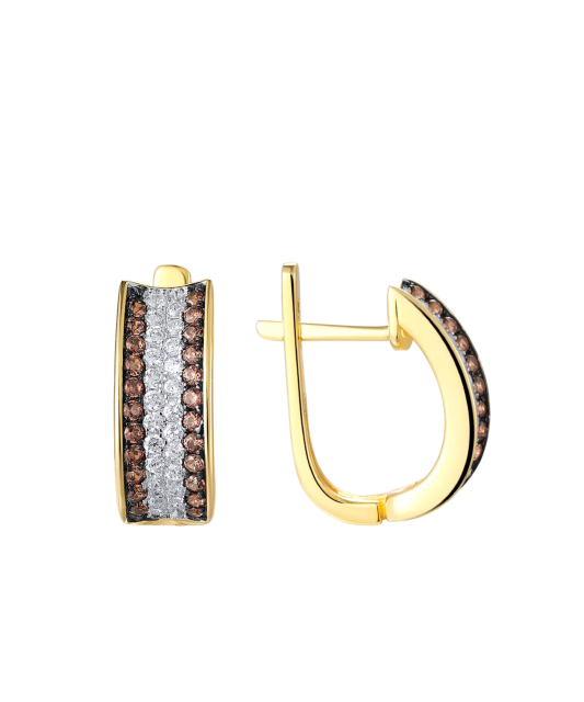 Позолоченные серьги из серебра с цирконами