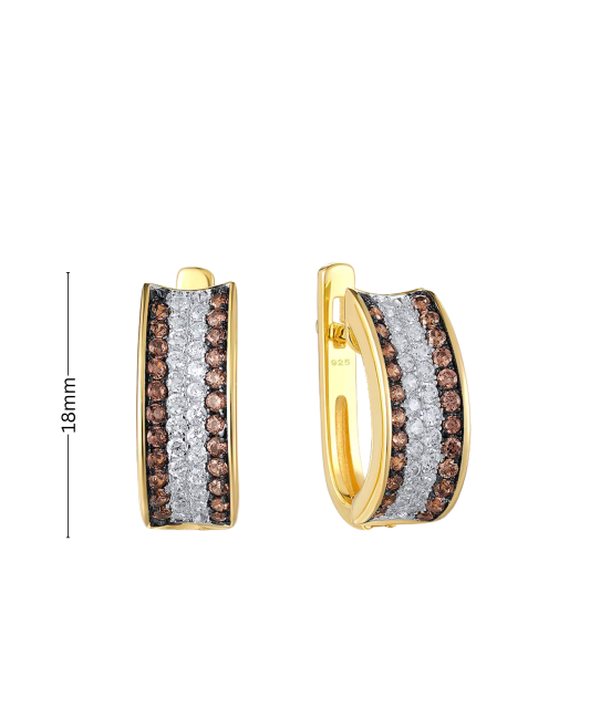 Позолоченные серьги из серебра с цирконами