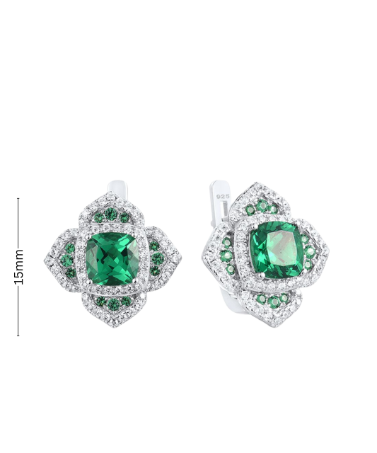 Серьги из серебра с цирконом и шпинели