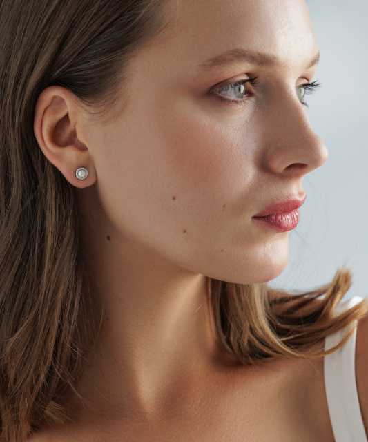 Серьги из серебра с жемчугом и цирконами