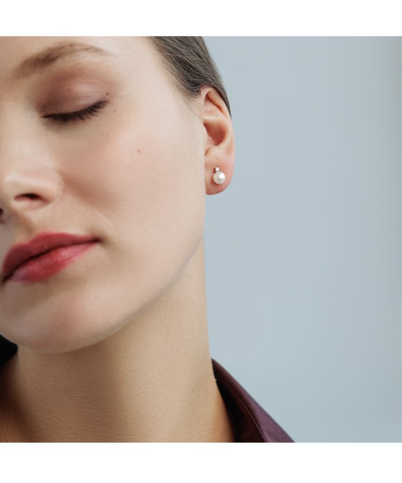 Серьги из серебра с жемчугом и цирконами