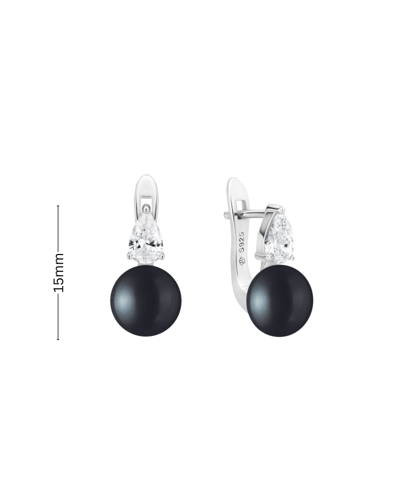 Hõbekõrvarõngad pärlite ja tsirkoonidega