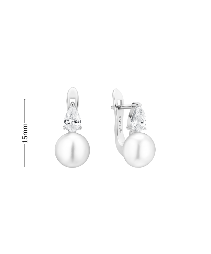 Hõbekõrvarõngad pärlite ja tsirkoonidega