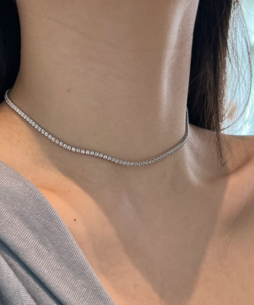 Hõbekett tsirkoonidega 2mm