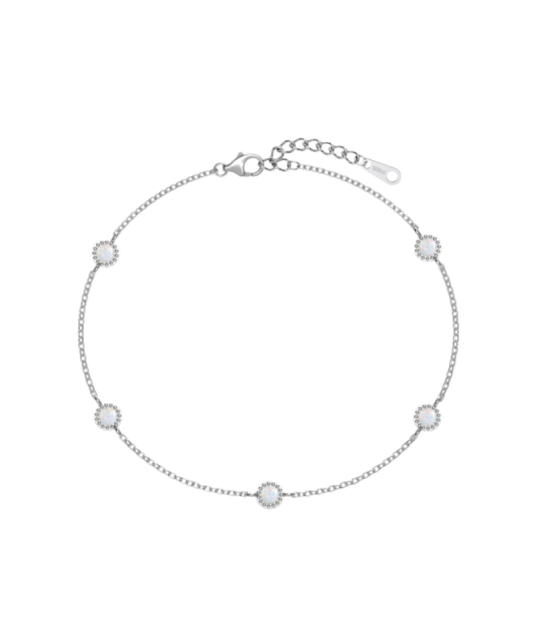 Hõbedane opaaliga käevõru