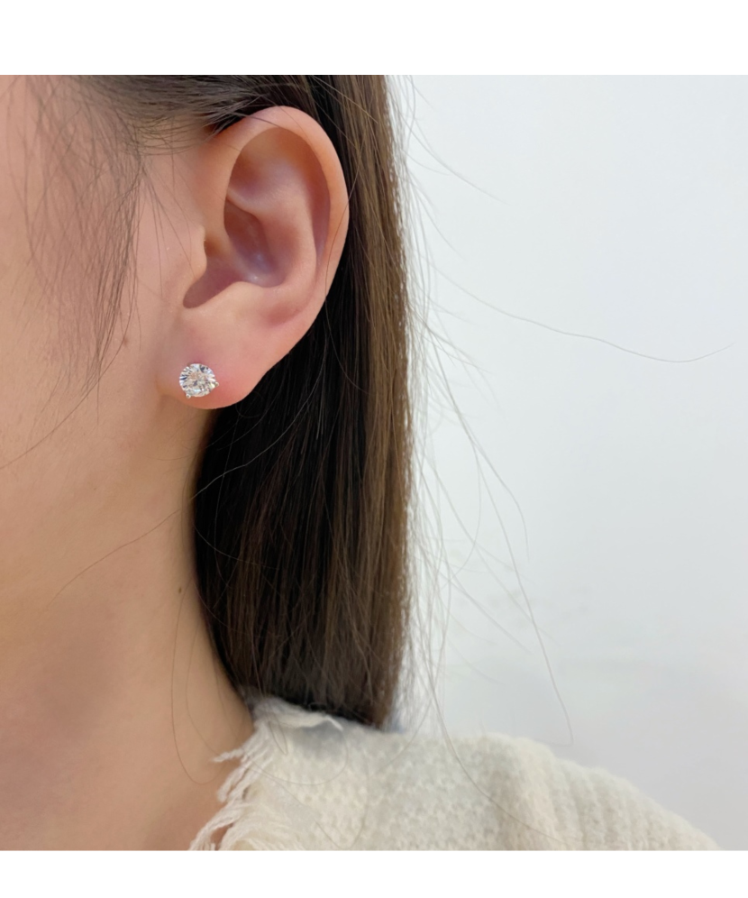 Серьги из серебра с цирконами 6mm