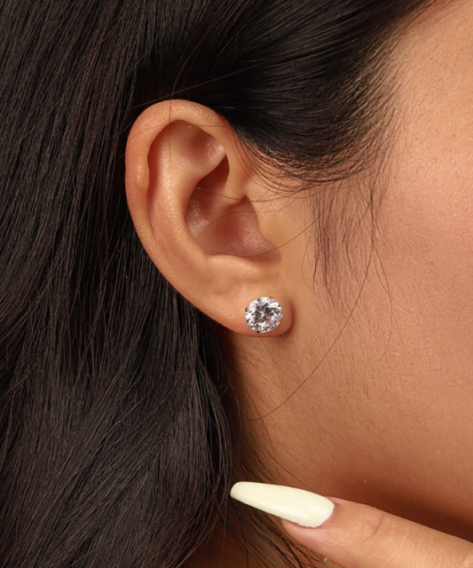 Hõbekõrvarõngad tsirkoonidega 8mm