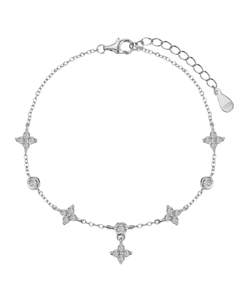 Hõbedast jalakett tsirkoonidega