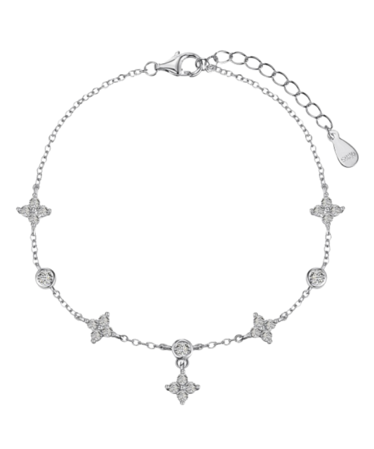 Hõbedast jalakett tsirkoonidega