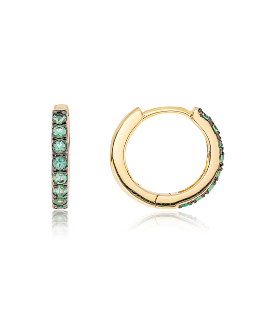 Серьги из желтого золота с изумрудами