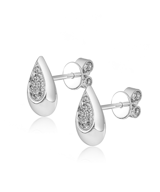 Valgest kullast kõrvarõngad teemantidega