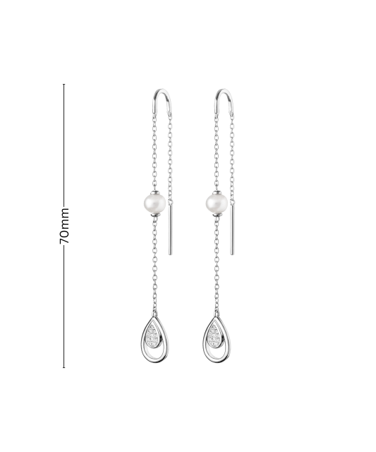 Серьги из серебра с жемчугом и цирконами