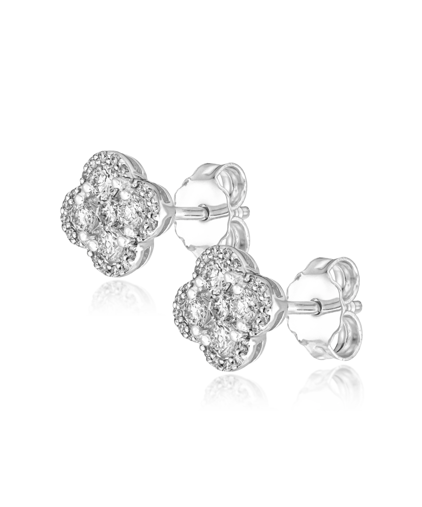 Valgest Kullast Kõrvarõngad teemantidega