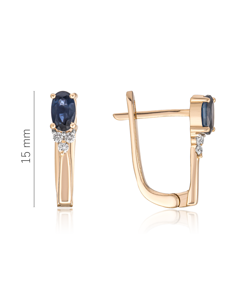 Серьги из золота с бриллиантами и сапфиром