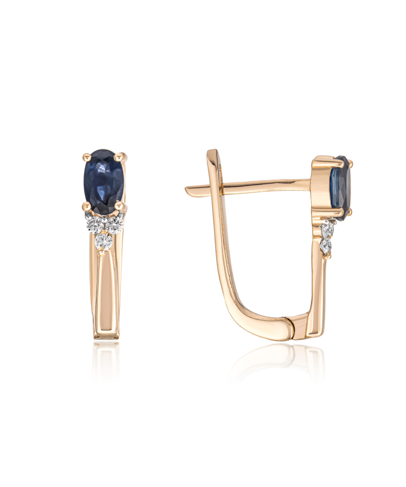 Серьги из золота с бриллиантами и сапфиром