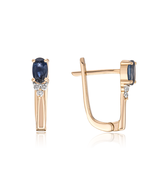 Серьги из золота с бриллиантами и сапфиром