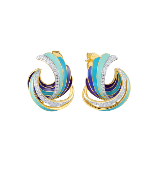 Kullatud hõbekõrvarõngad emaili ja tsirkoonidega