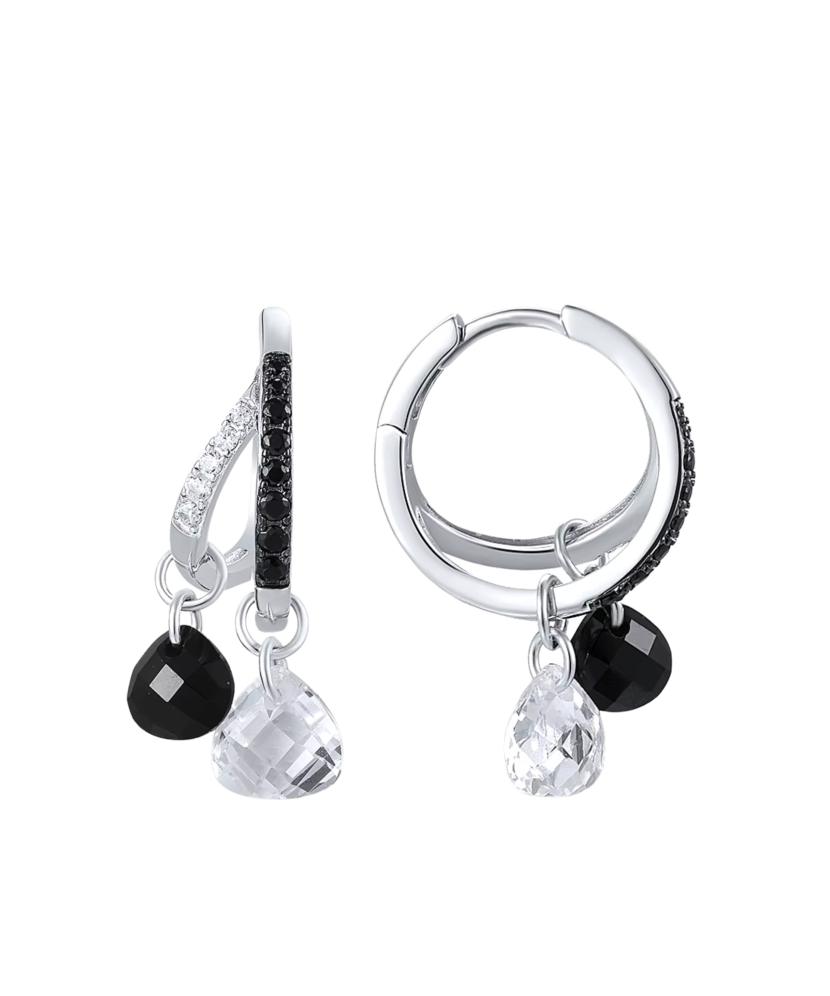 Серебряные серьги со шпинелями и цирконами