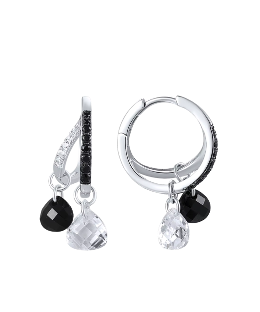 Серебряные серьги со шпинелями и цирконами