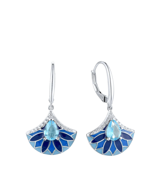 Hõbekõrvarõngad emaili ja tsirkoonidega