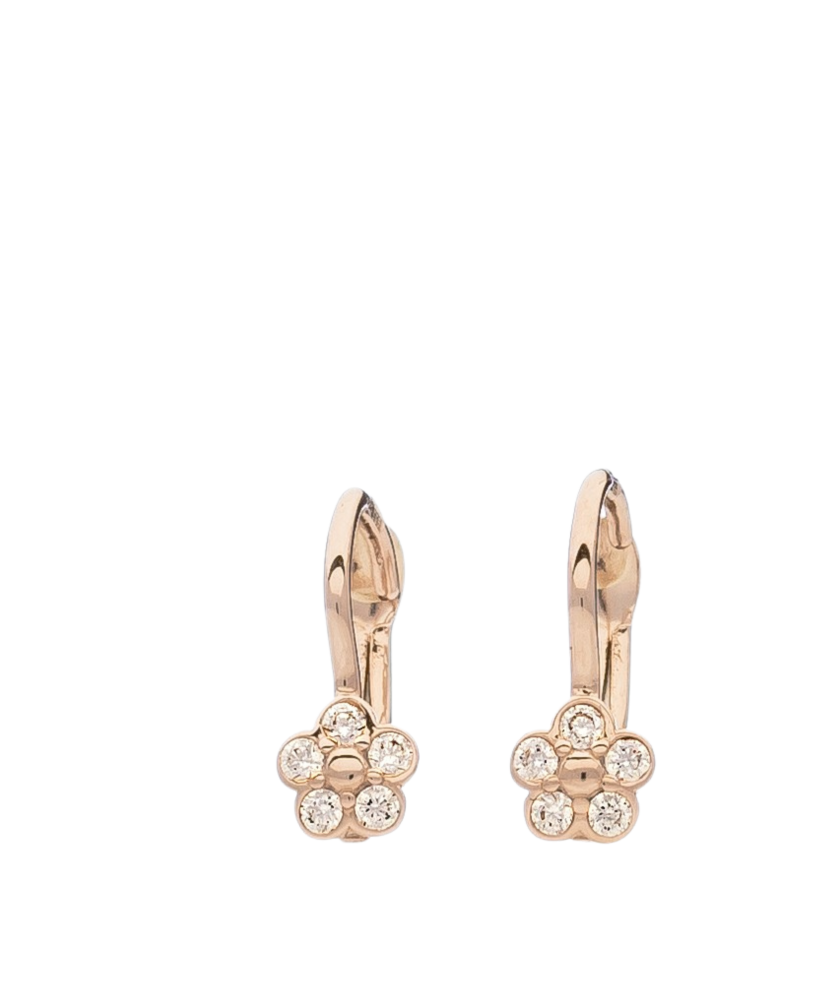 Laste kuldkõrvarõngad tsirkoonidega"Lilled" Goldinga 22EK10-CDL177/1-Y