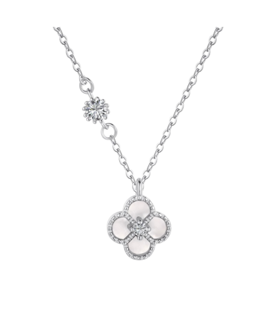 Серебряная цепочка с цирконами и перламутром