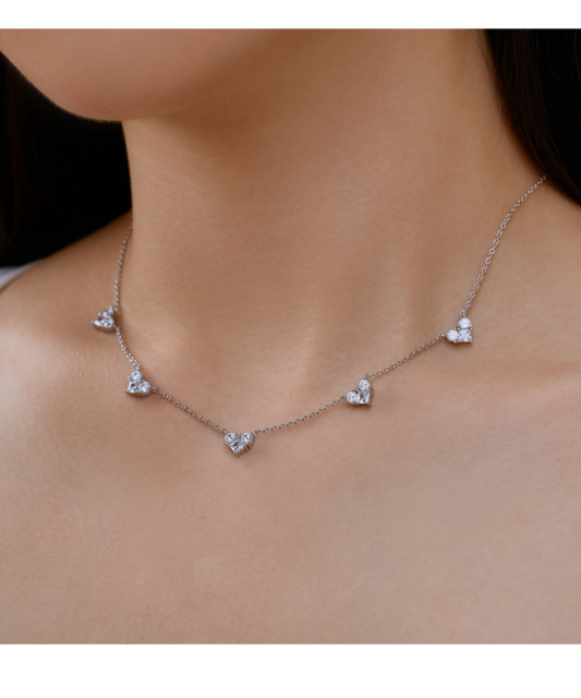 Серебряная цепочка с подвеской из циркона