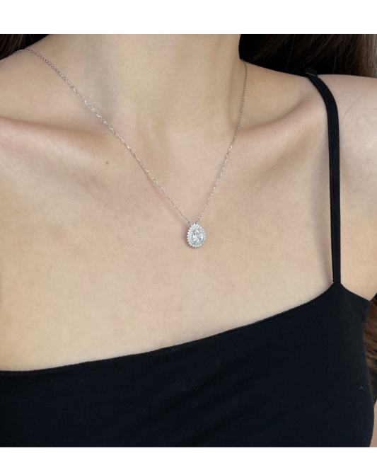 Серебряная цепочка с подвеской из циркона