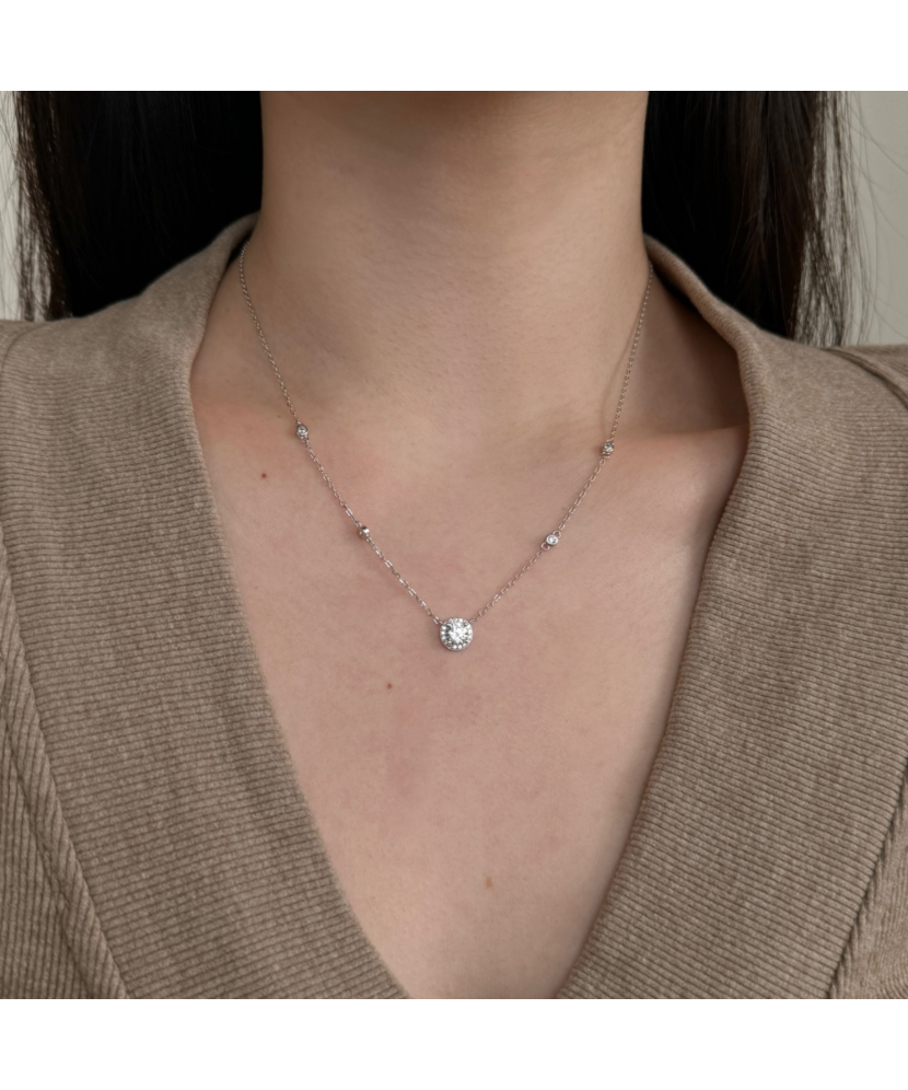 Hõbekett tsirkoonist ripatsiga