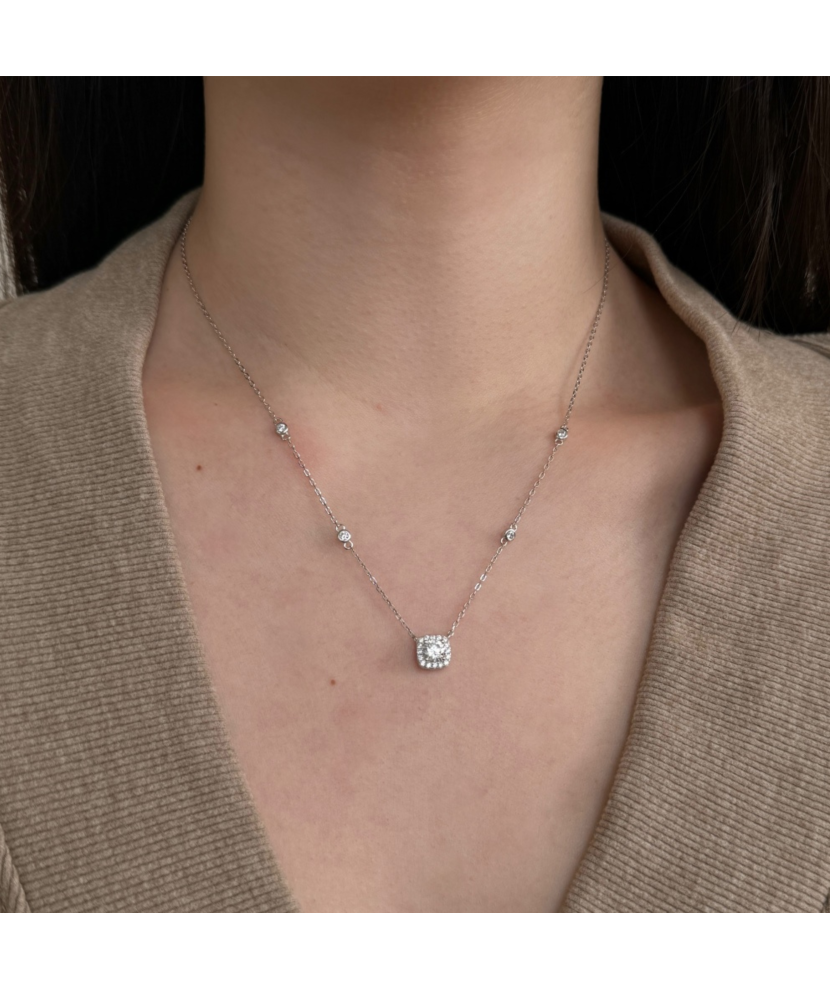 Hõbekett tsirkoonist ripatsiga