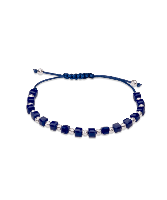 Браслет из черной нити с серебром и ониксом