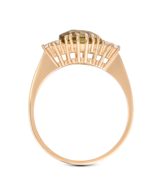 Золотое кольцо с султанитом и цирконами